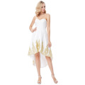 Grace Karin Strapless Sweetheart High-Low Appliqued Flannelette White Homecoming Dress GK000136-2